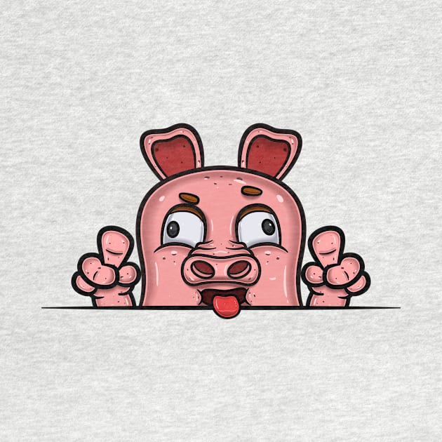 Pig Cartoon With Crazy Face Expression by tedykurniawan12